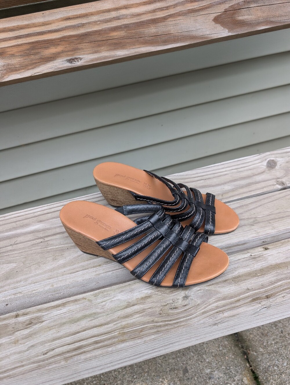 Paul Green Pasadena Strappy Slide Wedge Sandals US Size 8.5